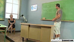 Pervert student bangs mature teacher hard