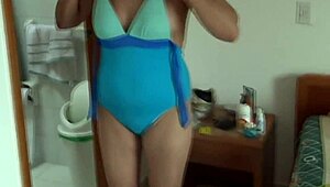 first time beach show-off, masturbating in front of stepson! 😳