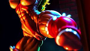 Bowsette and quirky side characters in wild anime scenes