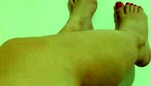 Shy Hottie With Red Pedicure Shows Off Sexy Legs And Feet For Homemade Footjob