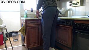 Horny BBW Brunette Loves Fucking In Kitchen With Monster Cock Doggystyle