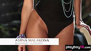 Ebony babe shows off huge black tits from Hungary