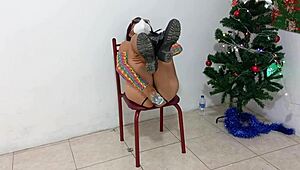 i recorded her orgasm while she used a christmas dildo