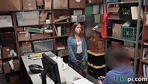 brooke bliss caught shoplifting gets doggy style fuck in office