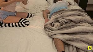 Took my stepdad's phone to rub next to him in bed 😈