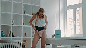 Alexis Crystal touches herself while trying on panties in fitting room