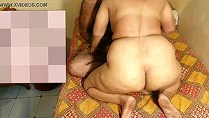 Husband enjoys intimate moments in mixed short videos.