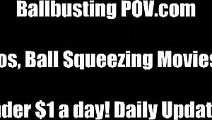 Oh, destroying your testicles with ball kicking in bondage femdom is so much fun!