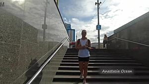 Holy crap, why's this girl flashing bare breasts on a public bus?!