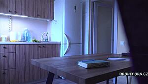 Hidden cam captures Melissa Main's nude breakfast