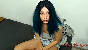 Hey, I caught my step sister roleplaying and fucking with big cock, creampie and squirting