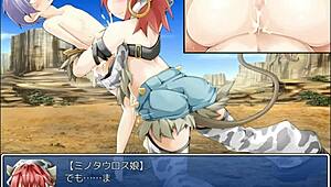 minotauros musume with big tits in hentai game