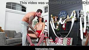 Tiny Teen 18+ Unwraps Naughty Christmas Sex Surprise