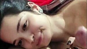 White Moon Gives Deepthroat Blowjob to Warm Up!