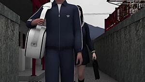 I, japanese 18 teen 18+, have passionate threesome with friend and stepbrother