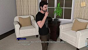 brunette with big tits in homemade anime cartoon erotic scene