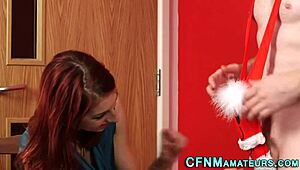 Amateur European Babe Gives Handjob And Blowjob In Fetish CFNM Reality Scene.