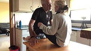 love in the kitchen turns into a steamy homemade couple session