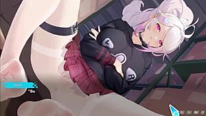 in this hentai game, the cute girl gets fucked in missionary and riding at the amusement park.