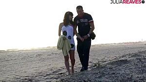 spanish couple fucks hard on romantic beach.