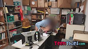 Hot Teen Thief Punished by Security Guard