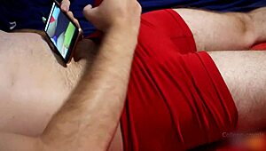 guy in underwear uses two vibrators for solo orgasm