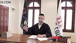 omg sexy lawyer helena valentine gets dp at court with hot babe aisha gp362 😍