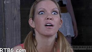 Caged European Hotty Gets Rough Lusty Whipping on Smooth Pussy in POV.