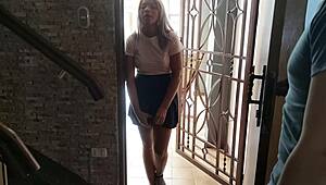 Latina cheerleader squirts hard while playing with me after workout