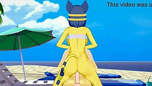 Ankha From Animal Crossing Gets Fucked On The Beach