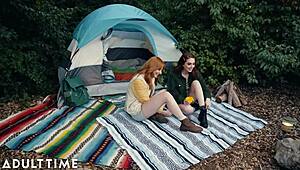 lesbian camping trip with lacy lennon and aria carson tribbing
