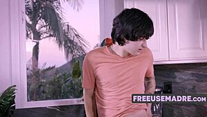 step-parents lolly and suki get freeused while showing him kitchen tricks.