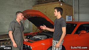 Sexy Gay Mechanic Gets Fucked With Big Cock In Garage