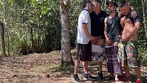 Wow, Suruba with Football Friends in the Woods!