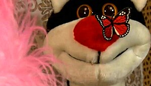 Russian teen Alina gently touches herself in close-up view