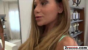 Ever seen a perfect brunette teen bang hard at casting mirror?