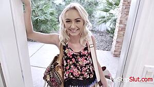 Blonde Begs Daddy For Hard Fucking