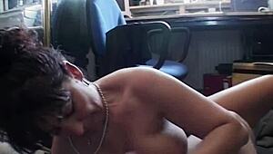 Momswithboys office fuck with mature brunette slut