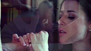 Natural beauty Sybil teases her husband with skilled fingers.