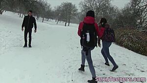 Pussy-loving threeway with teen 18+ getting doggystyled!