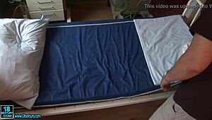 Blonde Nurse and Brunette Patient in Hospital Backstage Tit Play