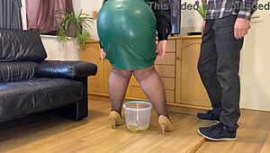 Stepson-In-Law Boldly Licks Mother-In-Law's Juices From The Floor