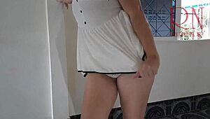 Striptease On High Heels Teasing In Empty House