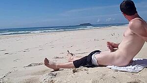 Hidden beach jerk off in public view