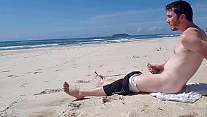 Hidden beach jerk off in public view