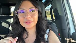 latina cami strella gets fucked hard and squirts in public outdoor car sex, waterproof seats save the day.