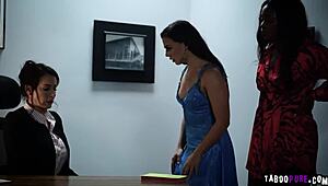 hot lesbian threesome sex with sexy teen and mature milf!