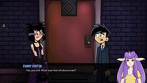 Danny Phantom redux has goth cheerleader giving handjob in Amity Park, so kinky and fun