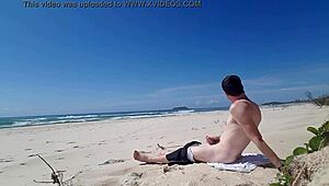 Hidden beach jerk off in public view