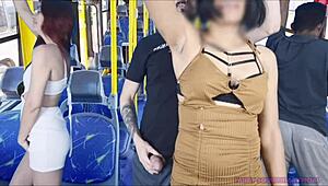 Safada gets groped in public inside crowded bus